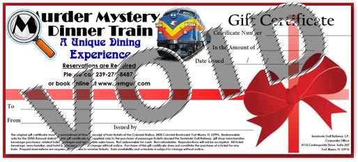 Murder Mystery Dinner Train Gift Certificate
